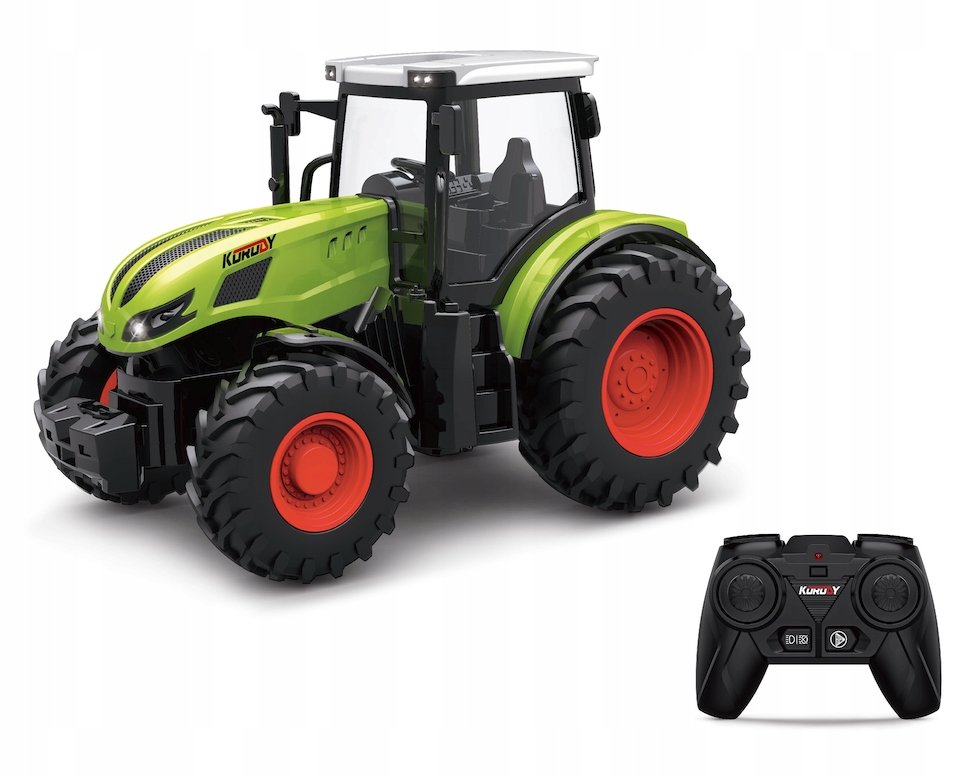 TRAKTOR ZIELONY ZDALNIE STEROWANY GUMOWE KOŁA ZABAWKA RC