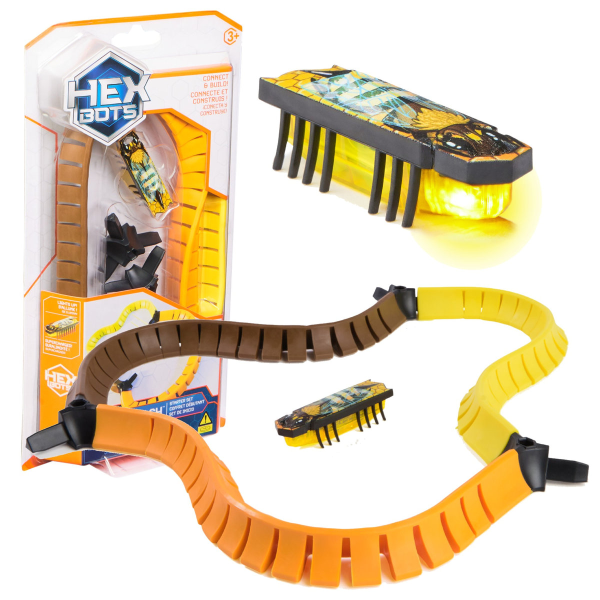 Hexbots Hexbug Nano Flash Karaluch Robot Żółty Robak+ Tor Zestaw Startowy