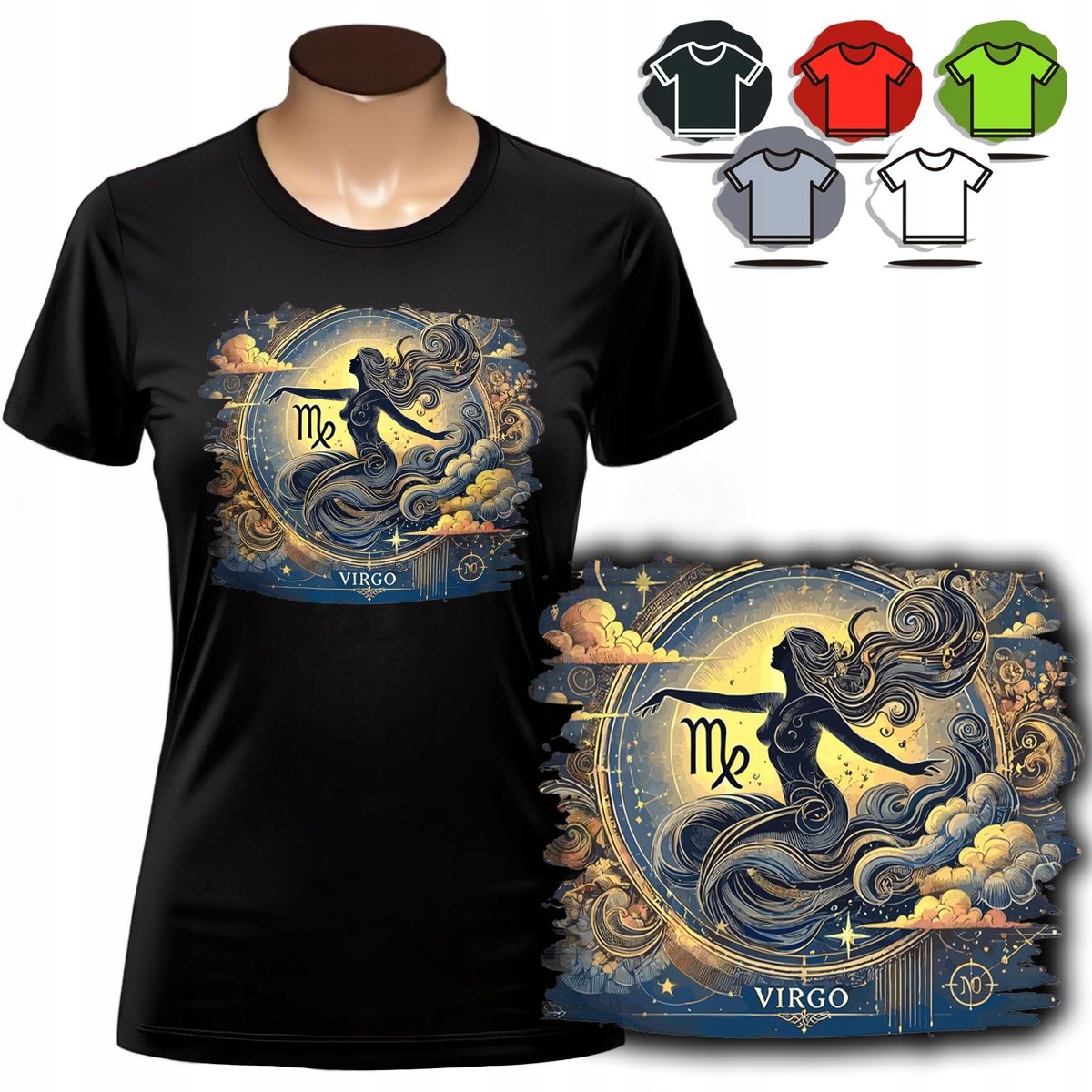 KOSZULKA DAMSKA Z NADRUKIEM T-SHIRT - ZNAKI ZODIAKU WAGA - XS