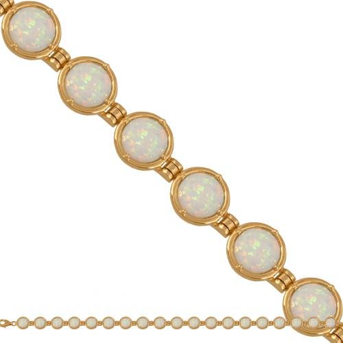 Złota Bransoletka z Opalami 585 dł. 19 cm, 10.25 gr Rodium