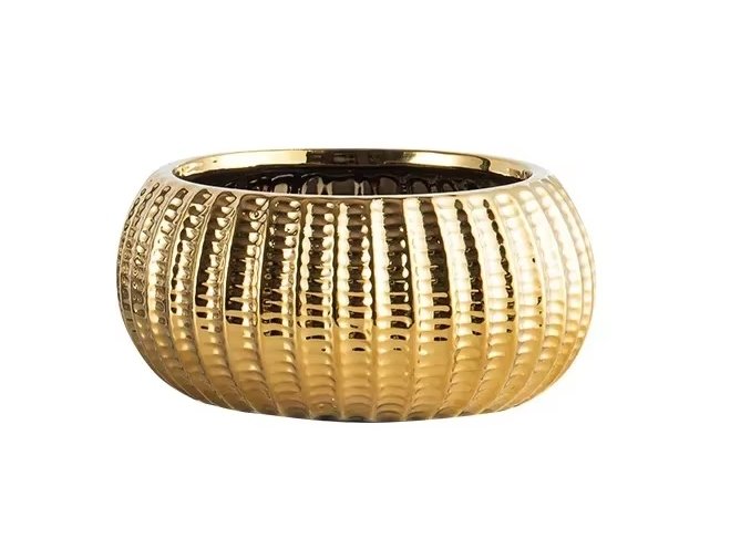 Doniczka ceramiczna / Osłonka / Donica / Złota / 26 cm