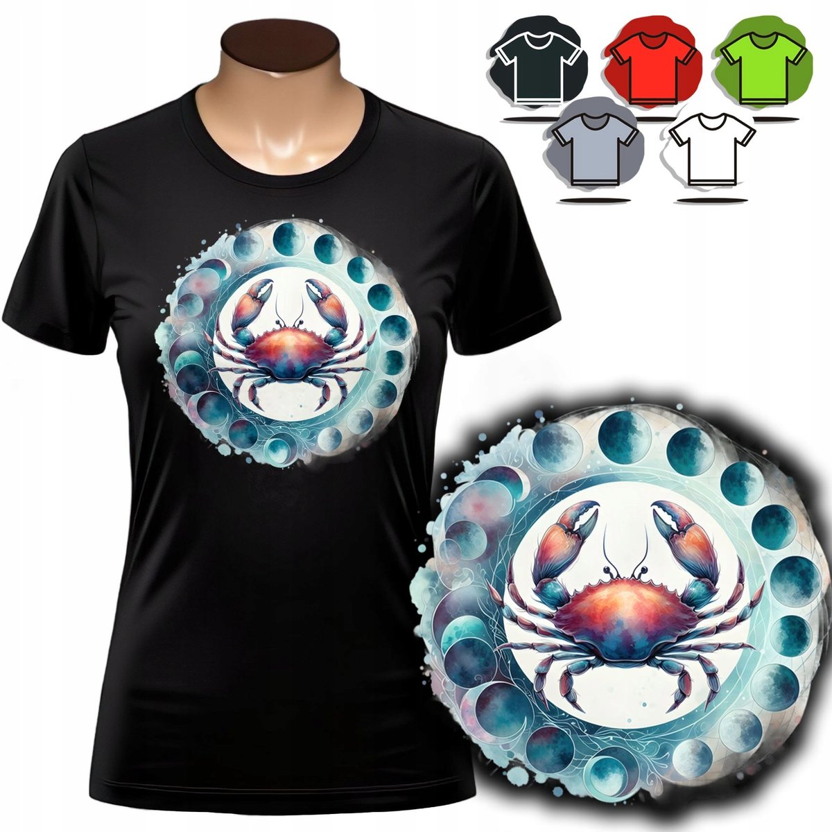 KOSZULKA DAMSKA Z NADRUKIEM T-SHIRT - ZNAKI ZODIAKU RAK - XXL