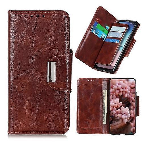 Goodcase Do Nokia G50 Crazy Horse Texture Magnetic Buckle Skórzane etui na telefon z klapką z 6 miejscami na karty Brown