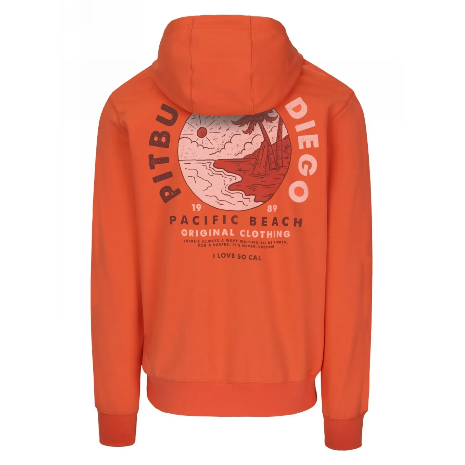 PITBULL BLUZA Z KAPTUREM  Tricot Terry 280 Planet Surf '25 - Bright Salmon