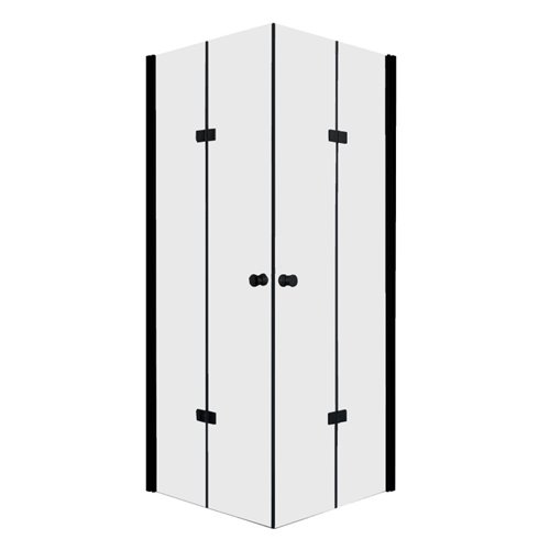Metal-Hurt Czarna matowa kabina prysznicowa drzwi składane 90x90 cm BKP122FT09K Foldex Clean Glass