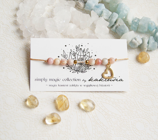 Opal peruwiański, kryształ górski, serduszko