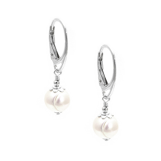 Kolczyki białe perły naturalne srebro 925