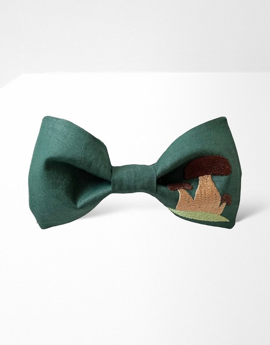 Mucha męska haftowana grzybki grzyby zielona