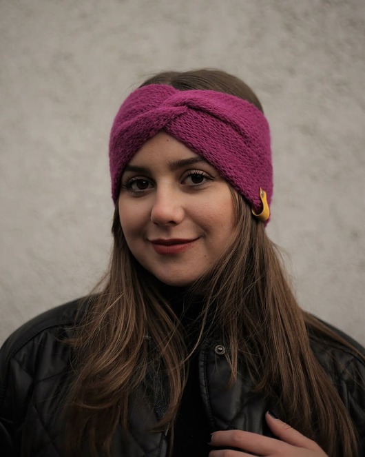 ALPACZINA opaska 100% alpaka fuksja