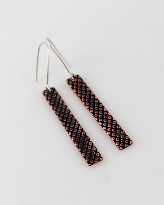 Łuska - miedziane kolczyki lub klipsy