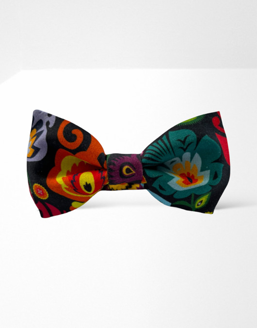 Mucha męska damska kwiaty łowickie czarna