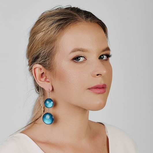 Kolczyki perłowe głębia turkusu Lamia e7/14