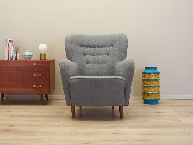 Fotel szary, skandynawski design, produkcja: Dania