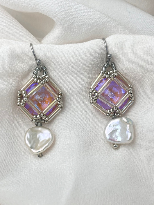Kolczyki z perłami i kryształem Swarovski