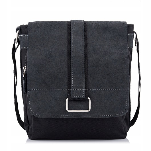 Saszetka na Dokumenty Torba Vintage na Ramię Skórzana Czarna Belveder BV15