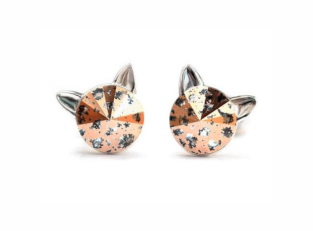 Kolczyki - kryształy Swarovski - kotki Rose Gold Patina