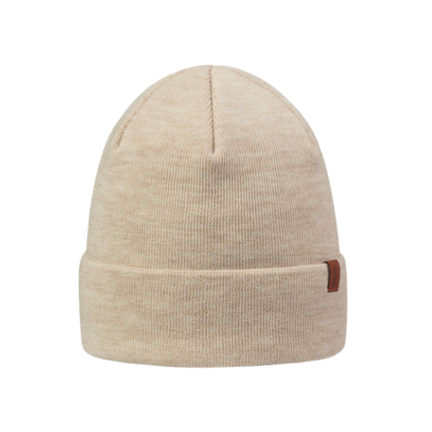 Wełniana beżowa czapka 100% merino wool, gładka