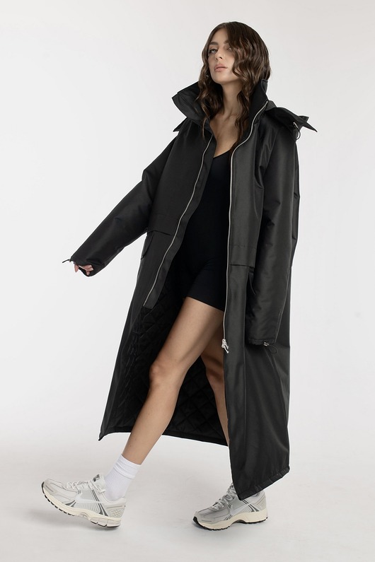 Parka Longline Hoodie Oversize czarna