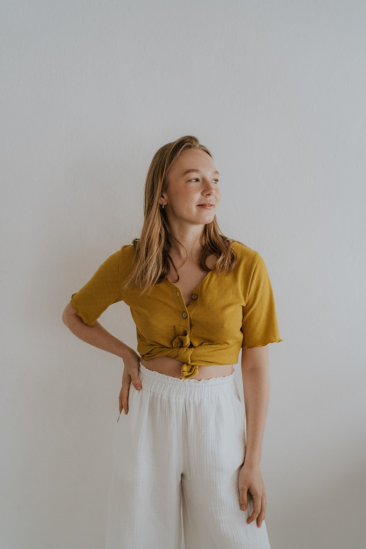 Top z krótkim rękawem Mellow, żółty