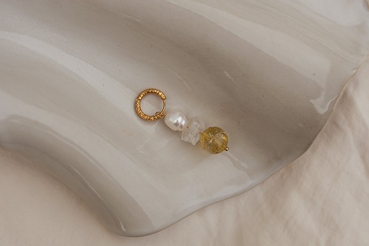 Pojedynczy kolczyk z Perłą Cytrynem i Kryształem