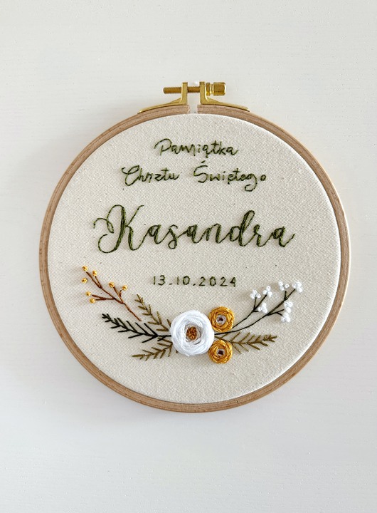 Tamborek haftowany - półwianek Golden wild rose