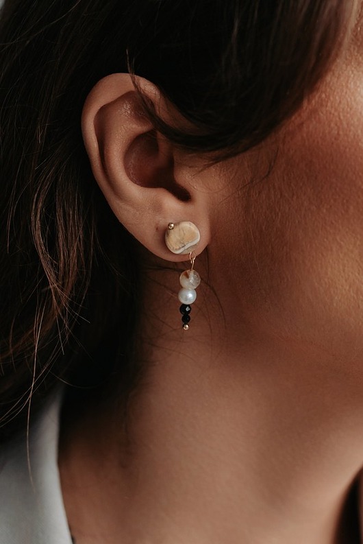 Pojedynczy kolczyk z Jaspisem Cytrynem i Perłą