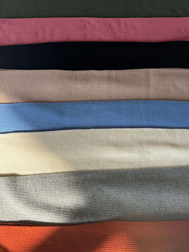 Szalik Wełniany KARIBU Granatowy- pluszowy prążkowany szal 100% wełny merino