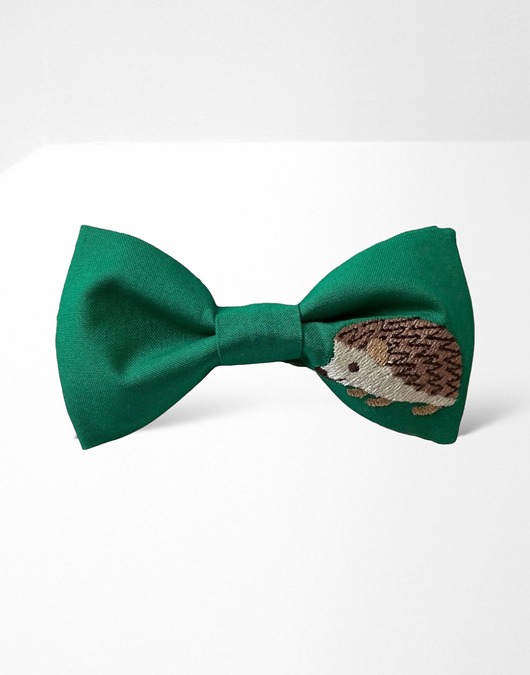 Mucha męska haftowana jeż jeżyk zielona