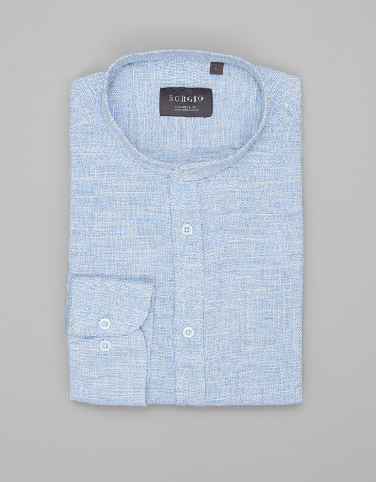 Męska koszula ze stójką limina 00491 błękit tailored fit