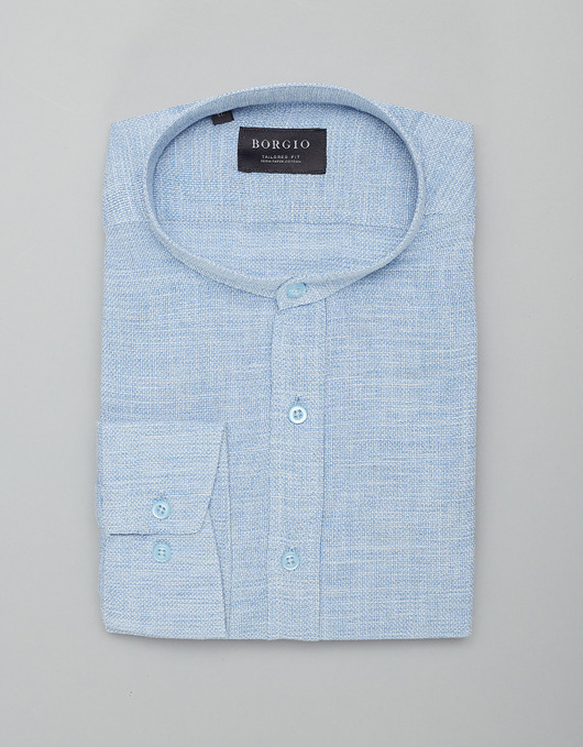 Męska koszula ze stójką limina 00408 błękit tailored fit