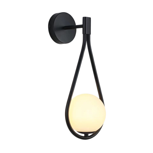 Kinkiet lampa ścienna lampa na ścianę czarna szklana kula LED E27