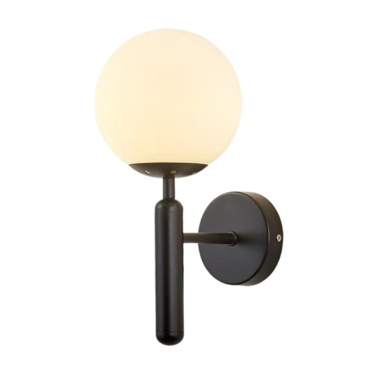 Kinkiet lampa ścienna lampa na ścianę czarna szklana kula LED E27