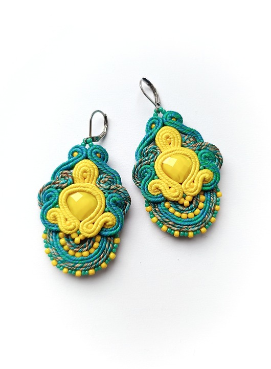 Kolczyki sutasz turkusowo-żółte