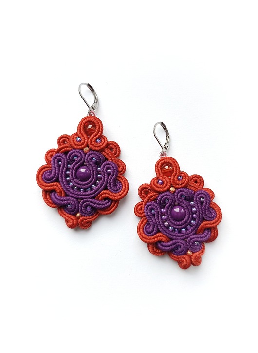 Kolczyki sutasz fioletowo-ceglane