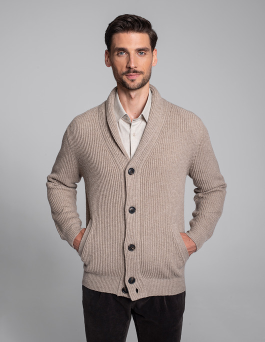 Męski rozpinany sweter z wełną mugnano vn beżowy