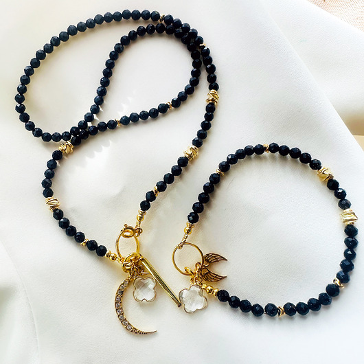 Komplet biżuterii- Krótki Naszyjnik NOC KAIRU, naszyjnik z księżycem