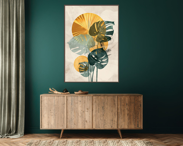 Monstera - Plakat, druk - Chiński Orient, Harmonia Zen, Roślinny #61