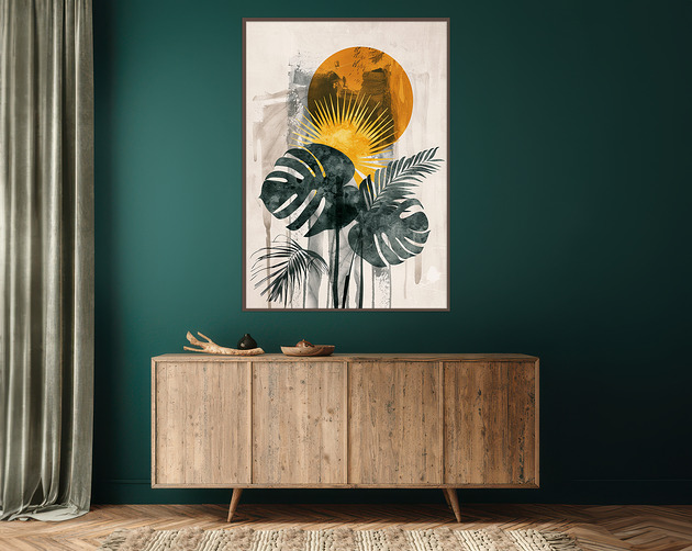 Monstera - Plakat, druk - Chiński Orient, Harmonia Zen, Roślinny #63