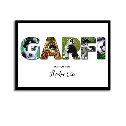 Plakat z Twoim napisem i personalizowanymi zdjęciami