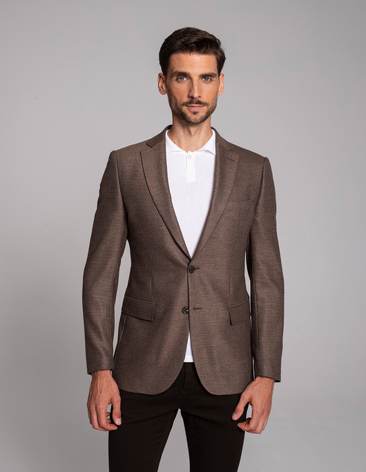 Męska marynarka brolo brąz slim fit