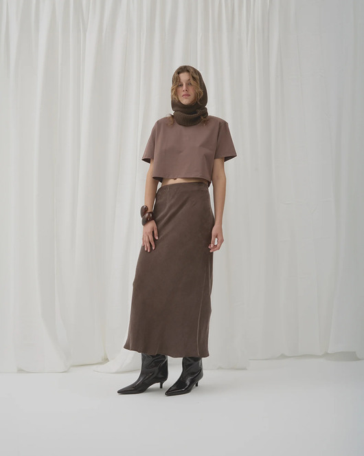 Spódnica Melody premium cacao midi