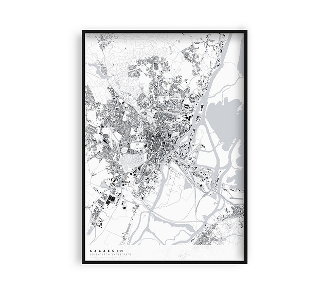 Szczecin - mapa miasta plakat z mapą Szczecina