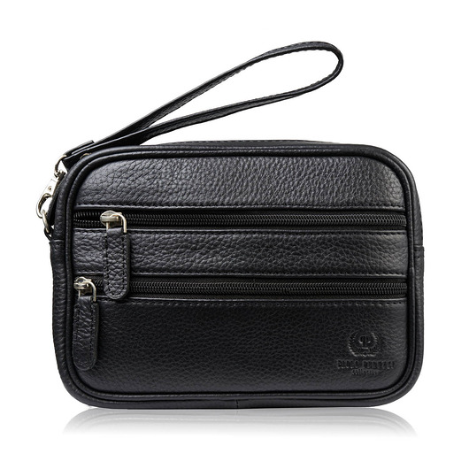 Saszetka męska skórzana do ręki czarna paolo peruzzi t-129-bl