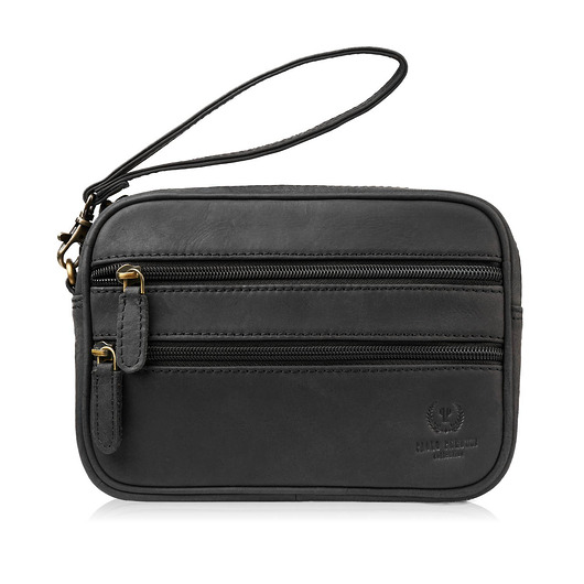 Saszetka męska skórzana do ręki vintage czarna paolo peruzzi t-129-hbl