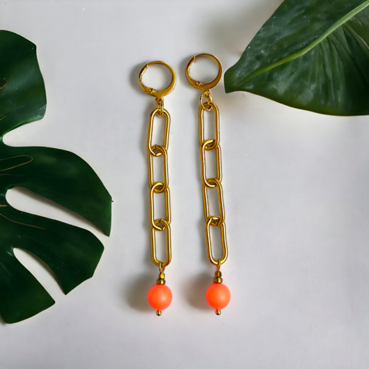 Swarovski neon pearls : neon orange
