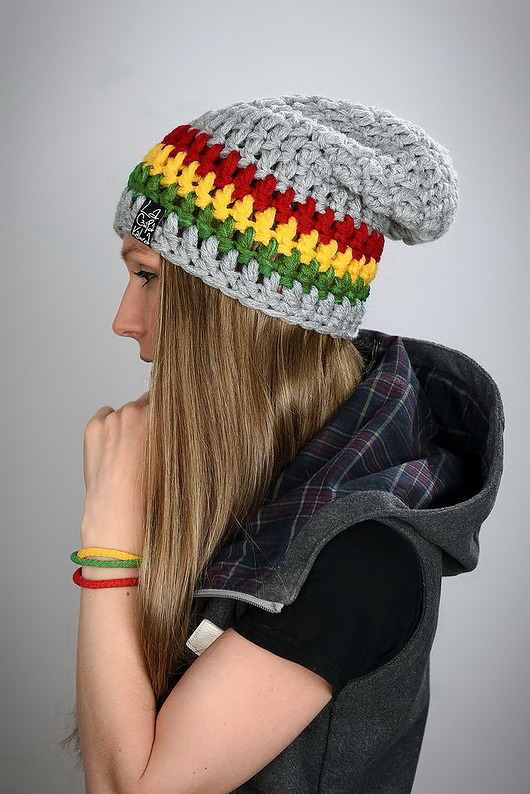 Czapka Rasta 01 - JASNA SZARA