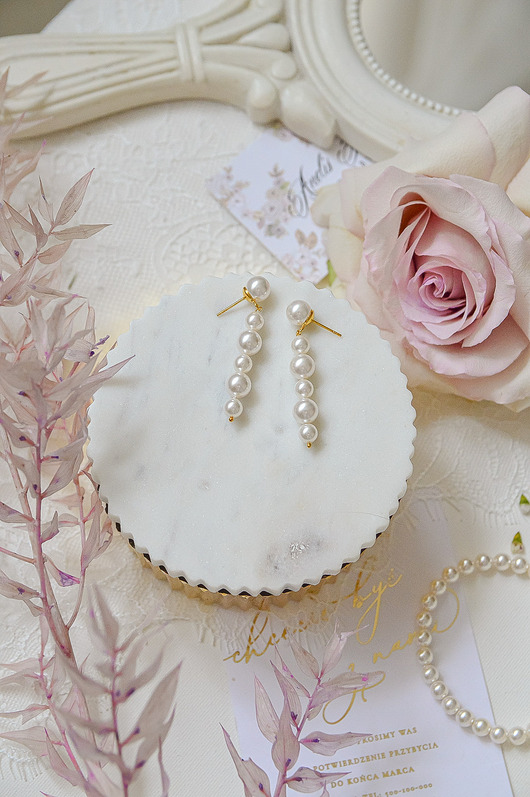 Kolczyki złocone z perłami Swarovskiego