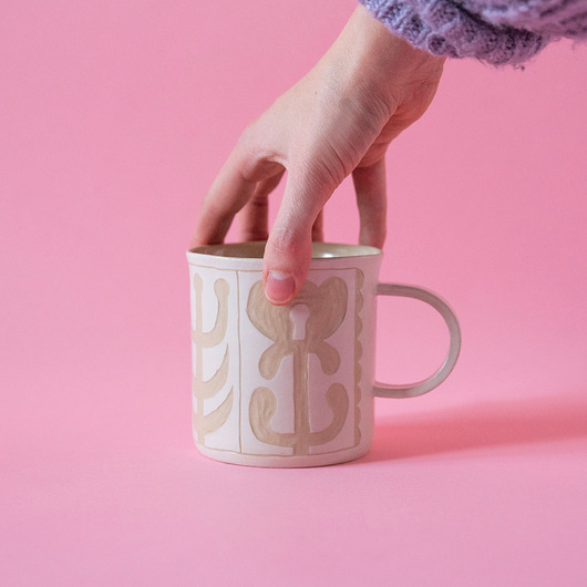 Duży Biały Kubek Ceramiczny w Stylu Vintage