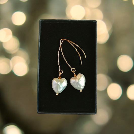 Serce - perła : kolczyki : wyjątkowy prezent PREMIUM