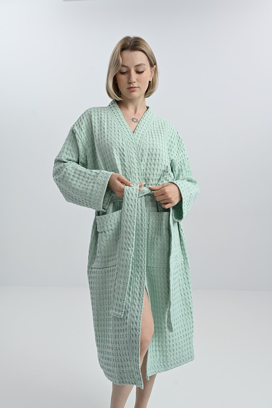 Szlafrok bawełniany miętowy